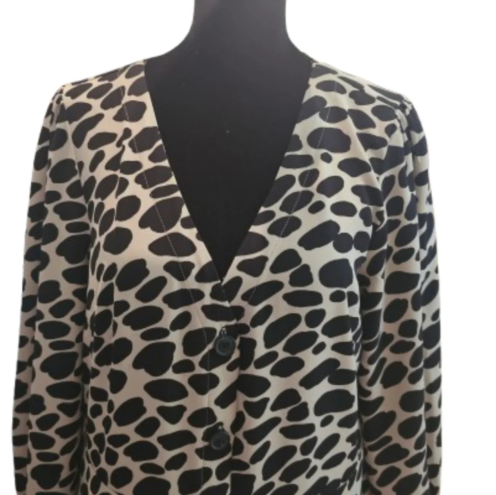 LOFT Black and Cream Leopard Print A-Line Dress - Picture 6 of 10